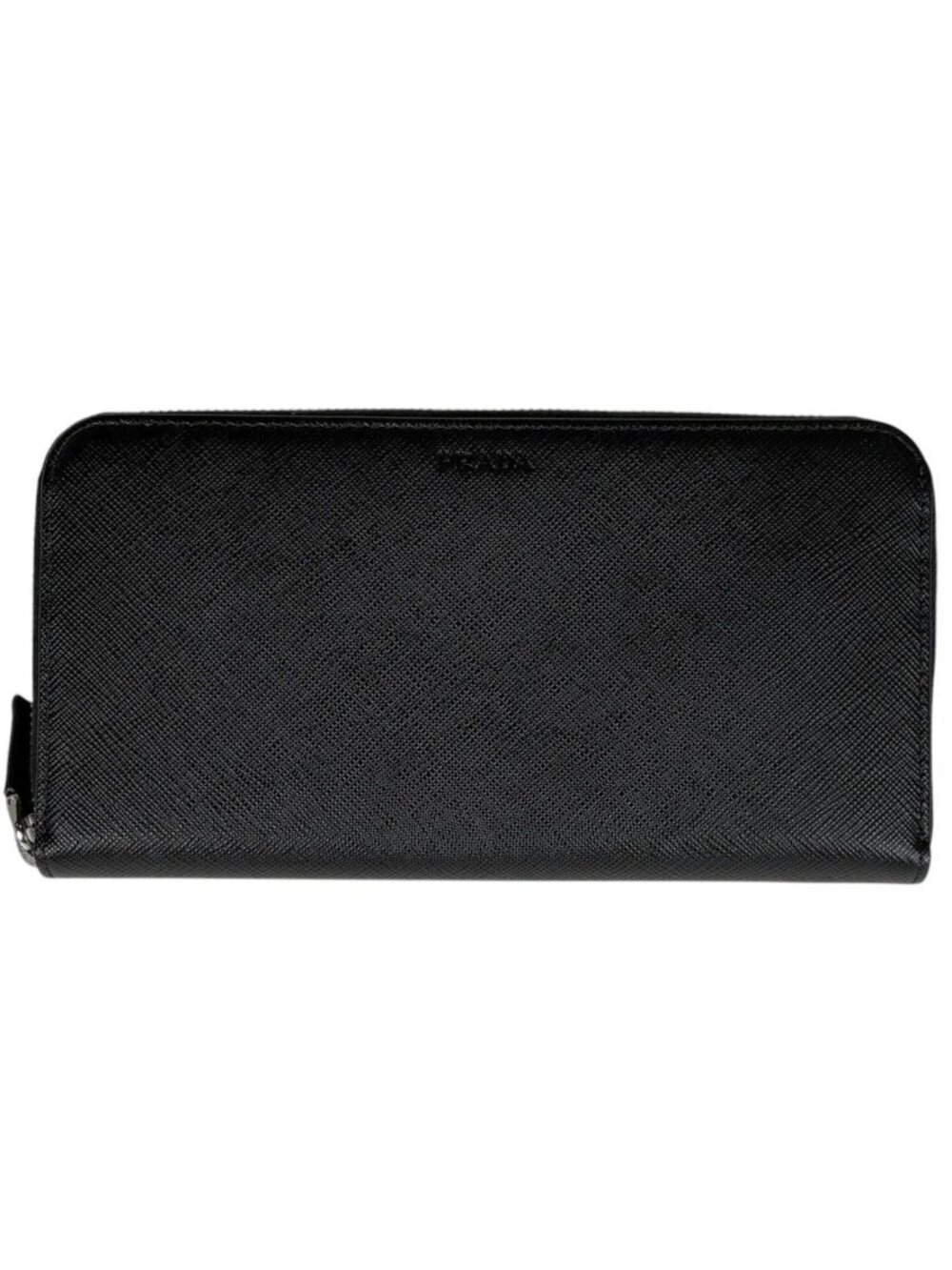 Prada Wallet Round Zip Saffiano Leather Nero